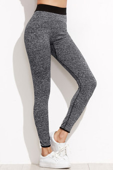 Leggings marné taille gris tricoté contrasté