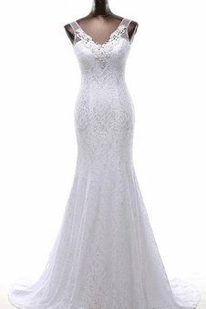 Robe de mariée simple luxueux avec décoration dentelle de sirène dos nu