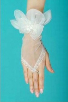 Noble tulle avec des gants bowknot blanc moderne de mariée