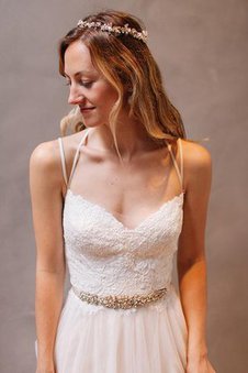 Robe de mariée charmeuse distinguee manche nulle de traîne moyenne avec perle