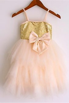 Robe de cortège enfant naturel jusqu'au mollet de princesse ligne a avec sans manches