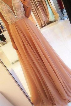 Robe de bal naturel de princesse manche nulle avec chiffon ligne a