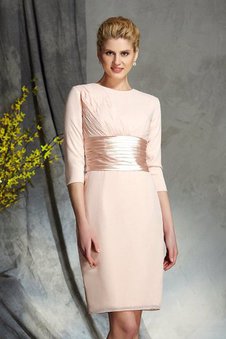 Robe mère de mariée bref avec manche 3/4 de fourreau encolure ronde avec chiffon