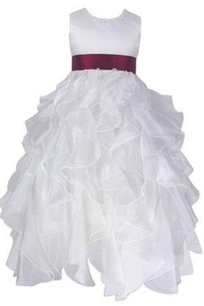 Robe de cortège enfant en organza avec zip de lotus avec gradins jusqu'au sol