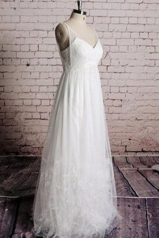 Robe de mariée plissé jusqu'au sol de lotus textile en tulle a-ligne