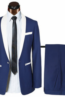 Tuxedos hommes bleu décontracté affaires avec pantalon