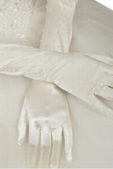 Fait main gants taffetas blanc vintage de mariée
