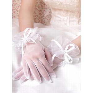 Mignonne organza avec bowknot blanc chic | gants de mariée modernes