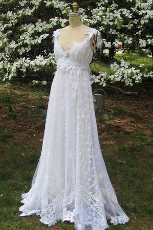 Robe de mariée nature appliques avec décoration dentelle avec sans manches ligne a