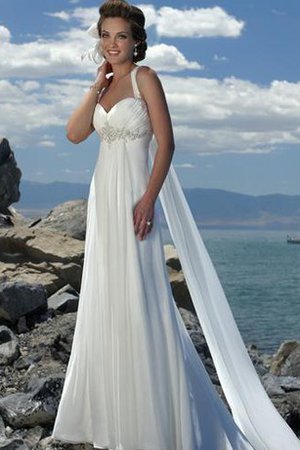 Robe de mariée ligne a avec perle de traîne moyenne col en forme de cœur avec chiffon