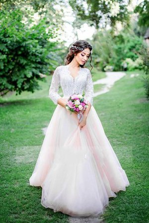 Robe de mariée modeste delicat romantique a-ligne avec manche épeules enveloppants