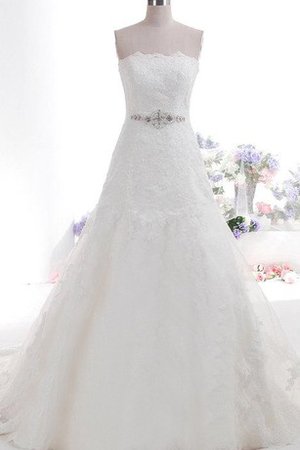Robe de mariée luxueux plissage avec ruban de traîne moyenne avec perle