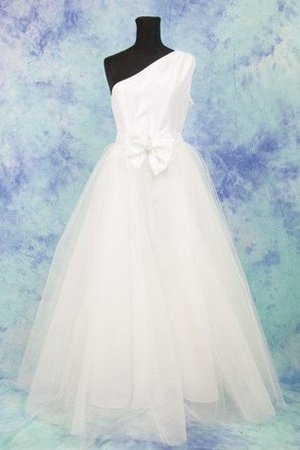 Robe de mariée a-ligne manche nulle textile en tulle avec zip d'épaule asymétrique