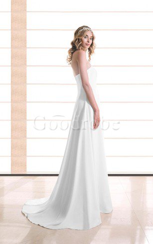 Robe de mariée luxueux plissé a-ligne de traîne courte en satin