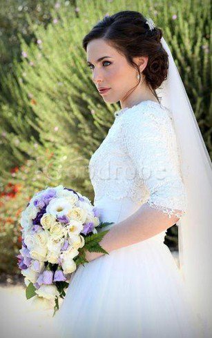 Robe de mariée plissé informel appliques avec sans manches fermeutre eclair