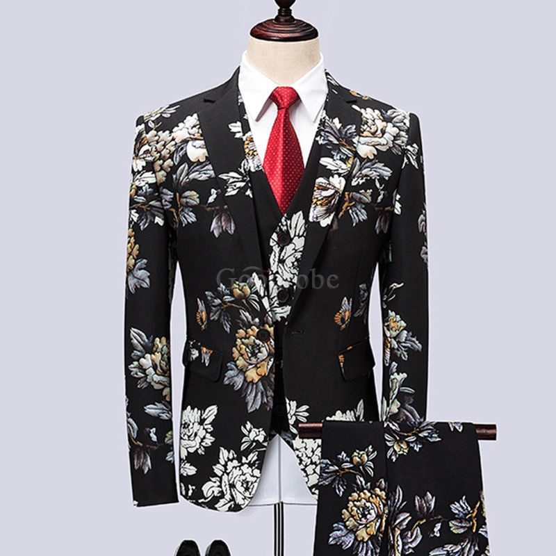 Blazers pantalon imprimé floral costume veste manteau pantalon gilet gilet