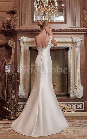 Robe de mariée naturel classique avec cristal a-ligne de traîne courte