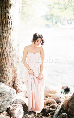 Robe de mariée avec gradins manche nulle en plage avec zip avec perle