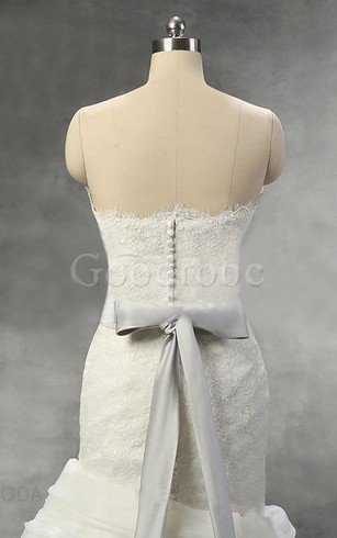 Robe de mariée ceinture pendant de sirène en organza avec ruban