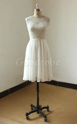 Robe de mariée informel simple de longueur à genou a-ligne avec chiffon