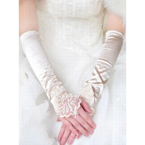 Satin élégant | modestes élégantes ivoire | gants de mariée modestes séduisant