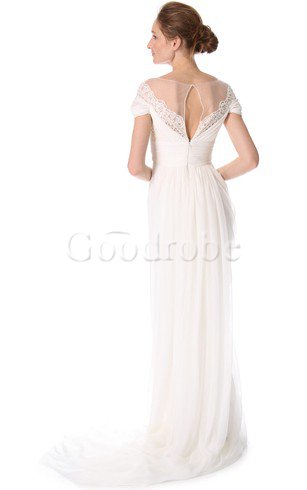 Robe de mariée plissé facile avec fronce noeud avec manche épeules enveloppants