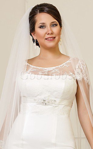 Robe de mariée ceinture en satin avec perle de sirène avec manche épeules enveloppants