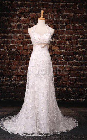 Robe de mariée avec perle en satin en dentelle longueur mollet textile en tulle