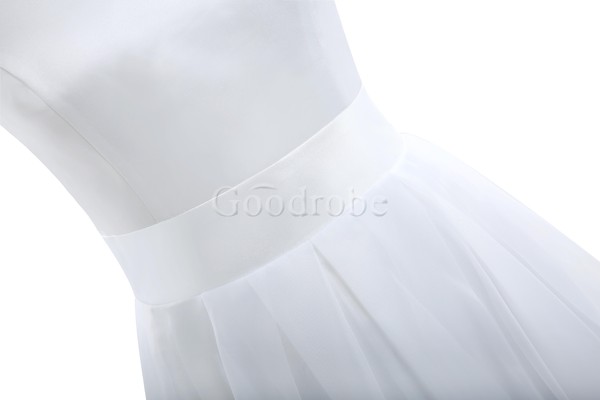 Robe de mariée simple solennel a-ligne de longueur à genou en arc-en-ciel