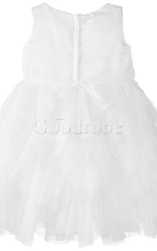 Robe de cortège enfant manche nulle textile en tulle avec nœud ligne a avec fleurs