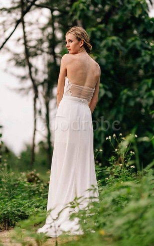 Robe de mariée naturel décontracté d'épaule asymétrique ligne a en chiffon