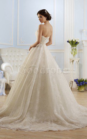 Robe de mariée naturel longue plissé de bustier de traîne mi-longue