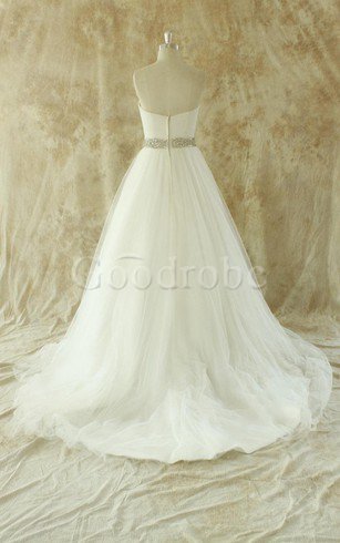 Robe de mariée naturel de bustier ceinture avec sans manches longueur au ras du sol