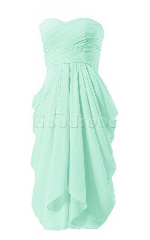 Robe demoiselle d'honneur bref naturel avec chiffon a-ligne avec sans manches