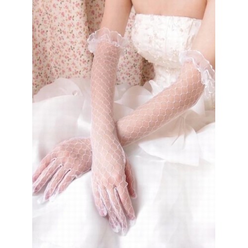 Accrocheur tulle élégantes gants de mariée blanche