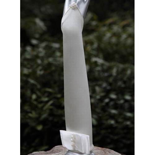 Haute qualité gants en satin de soie perles blanc intemporel de mariée
