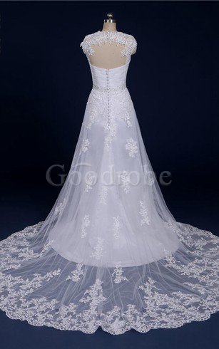 Robe de mariée longue a-ligne avec zip beaded belt de col en cœur