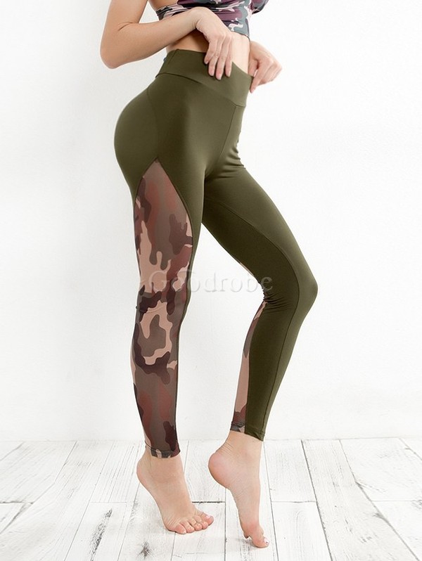 Legging contrasté camouflage imprimé en tulle