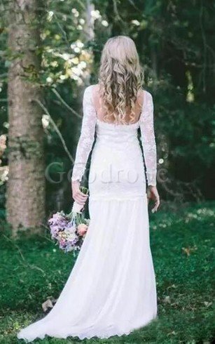 Robe de mariée classique attirent longue en dentelle avec manche longue