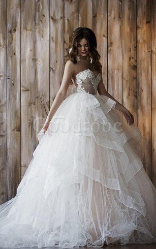 Robe de mariée de mode de bal avec zip appliques avec sans manches lache