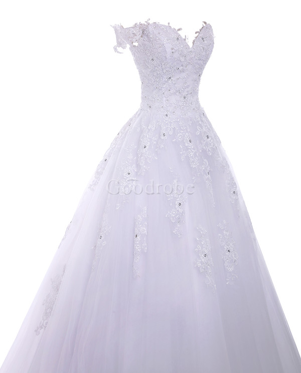 Robe de mariée solennel avec cristal en tulle en salle de princesse
