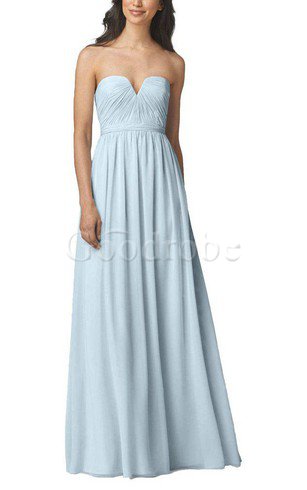 Robe demoiselle d'honneur longue jusqu'au sol en chiffon a-ligne ruché