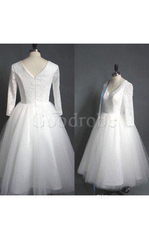 Robe de mariée simple derniere tendance courte avec décoration dentelle avec zip