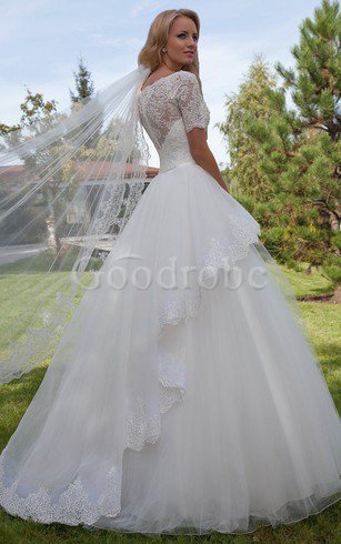 Robe de mariée charmeuse v encolure de mode de bal dans l'eglise avec gaze