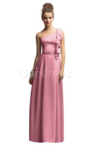 Robe demoiselle d'honneur longue ceinture d'épaule asymétrique avec chiffon