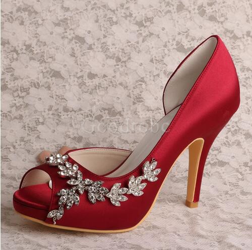 Chaussures de mariage plates-formes talons hauts romantique taille réelle du talon 3.94 pouce (10cm)