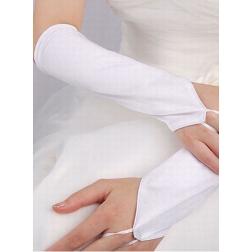 Joli simples gants de mariée en taffetas blanc vintage
