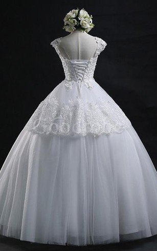 Robe de mariée romantique luxueux appliques en tulle de mode de bal