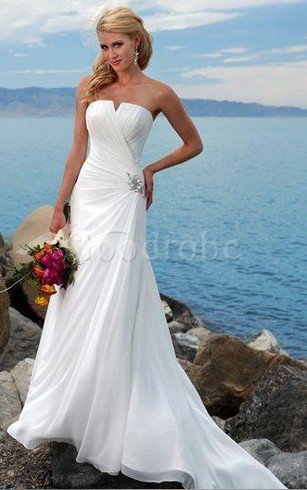Robe de mariée mode simple maillot au bord de la mer avec chiffon