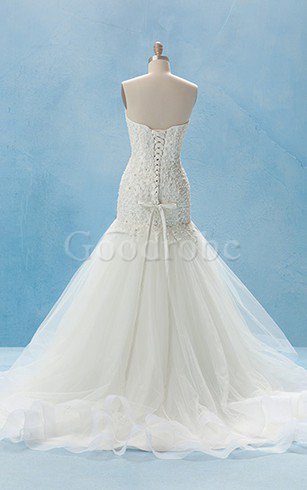Robe de mariée avec sans manches sans empire fourreau avec bijoux en organza cordon